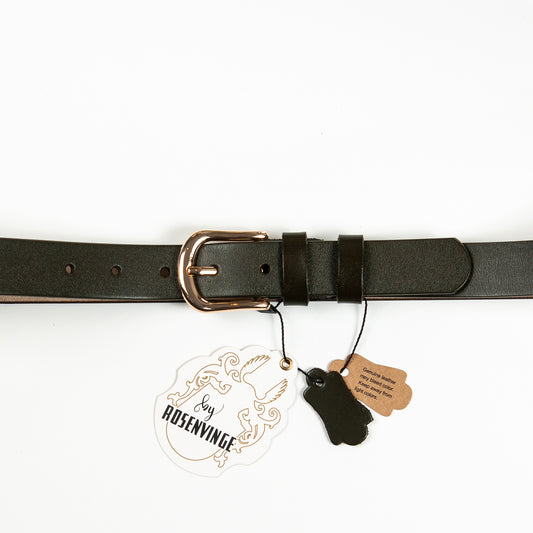 893550 Belte (6 stk) Skinnbelte med oval spenne - olivengrønn