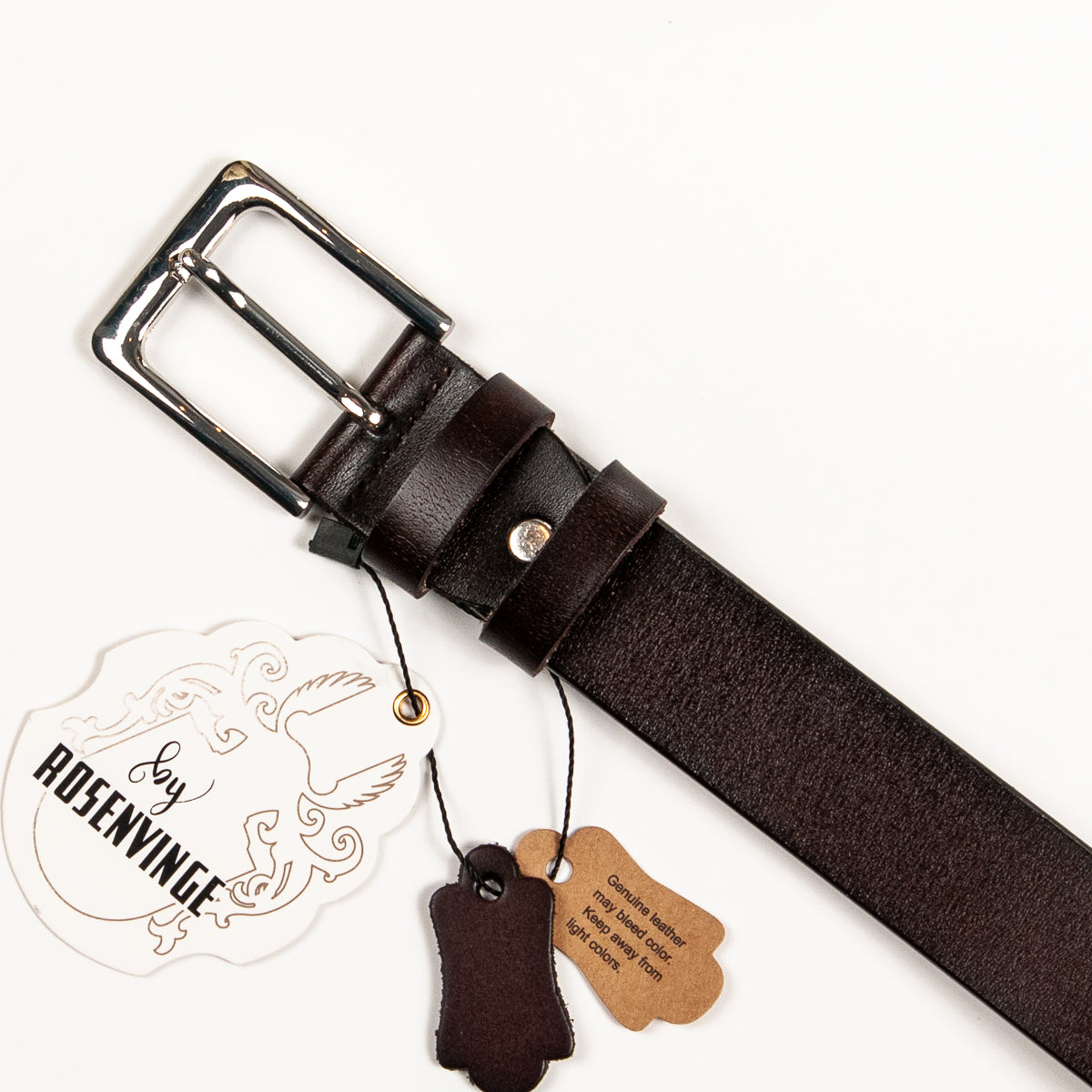 893611 Belte (6 stk) Skinnbelte med firkantet spenne - brun
