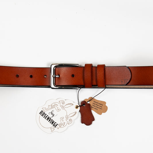 893615 Belte (6 stk) Skinnbelte med firkantet spenne - cognac
