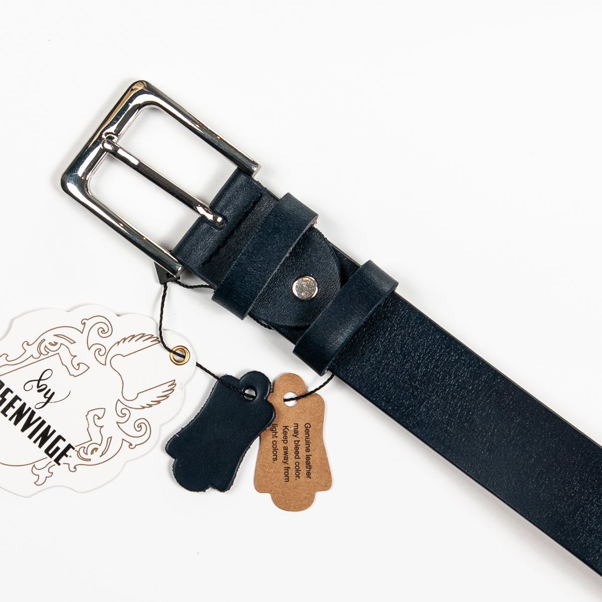 893641 Belte (6 stk) Skinnbelte med firkantet spenne - marine