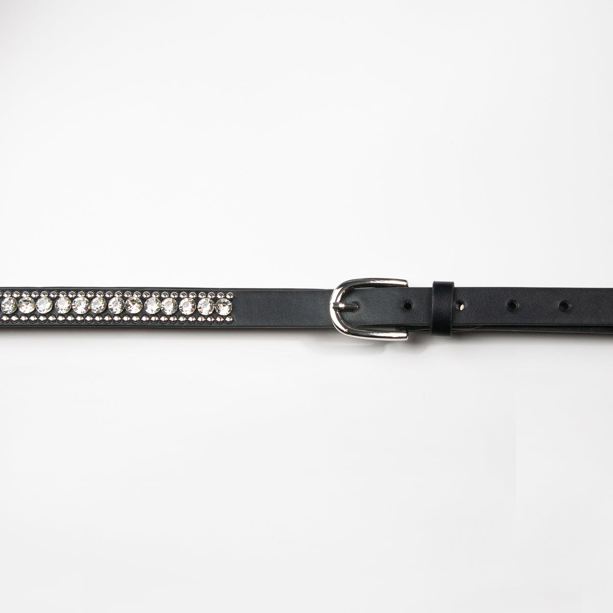893701 Belte (6 stk) Smalt belte med nagler og strass stener - svart