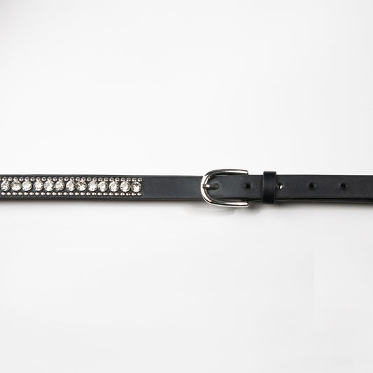 893701 Belte (6 stk) Smalt belte med nagler og strass stener - svart