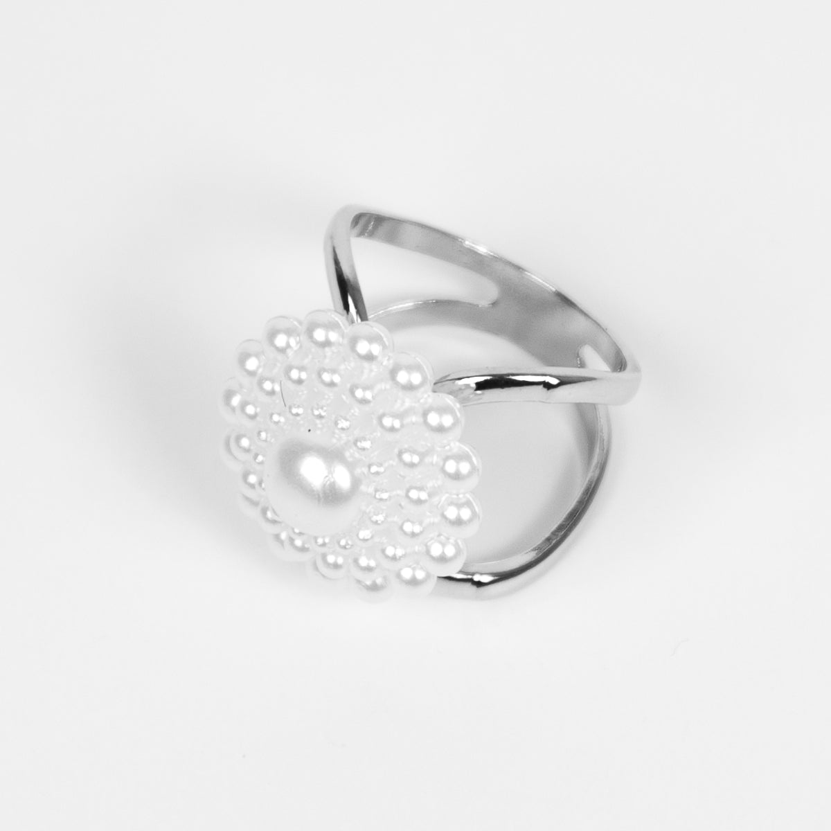 894586 Skjerf , Skjerf ring perleblomst  - sølv
