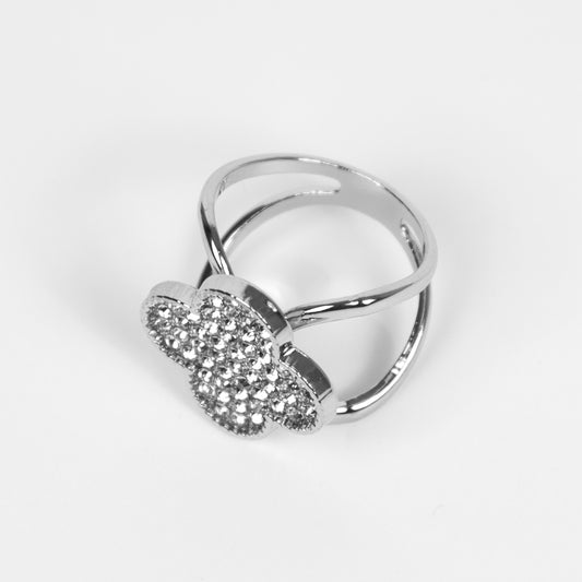 894886 Skjerf , Skjerf ring blomst med strass stener - sølv