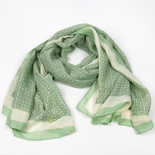 895758  Skjerf, Mykt skjerf små mønster - lys grønn