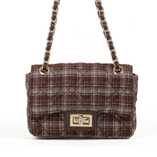 896112 Veske EVITA  liten clutch  - rutet brun