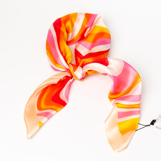 896236  Skjerf, Lite skjerf 70-talls print - rosa/lys gul