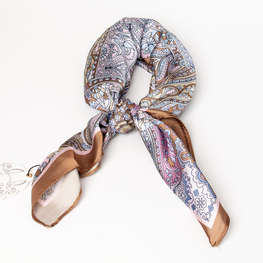 896305  Skjerf, Lite skjerf lys beige/lavendel paisley print - beige