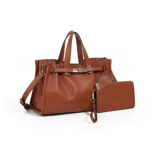 896815 Veske KRISTINE håndveske med buckle - cognac
