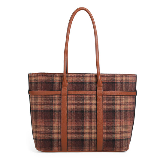 897215 Veske KARI shopper - cognac rutet