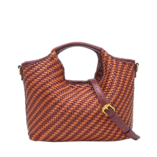 898321 Vesker, KAYA Liten flette shopper tofarget - burgunder/orange