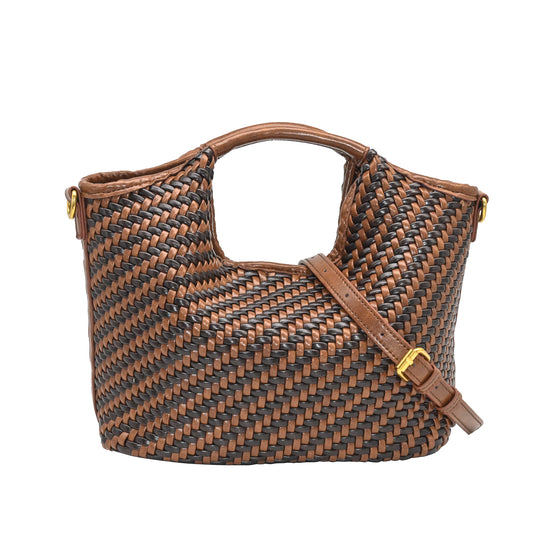 898386 Vesker, KAYA Liten flette shopper tofarget - cognac/brun