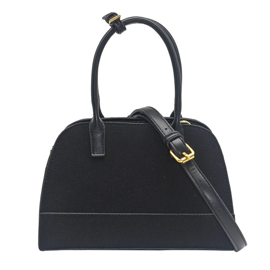 898701 Vesker, KITTY liten bowler bag i semsket look - svart