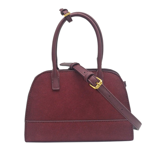 898721 Vesker, KITTY liten bowler bag i semsket look - burgunder