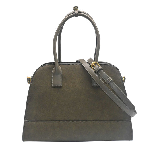 898850 Vesker, KINE bowler bag i semsket look - olivengrønn