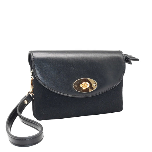 899001 Vesker, DANIELLE clutch i semsket look - svart