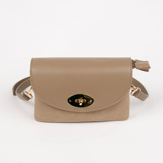 899005 Vesker, DANIELLE clutch i semsket look - beige