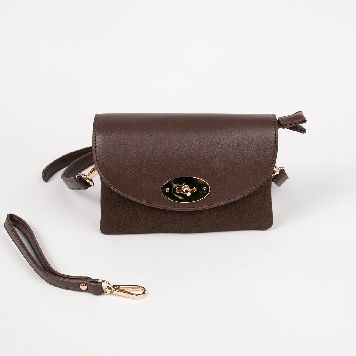 899011 Vesker, DANIELLE clutch i semsket look - brun