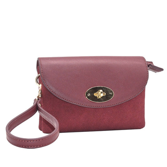 899021 Vesker, DANIELLE clutch i semsket look - burgunder