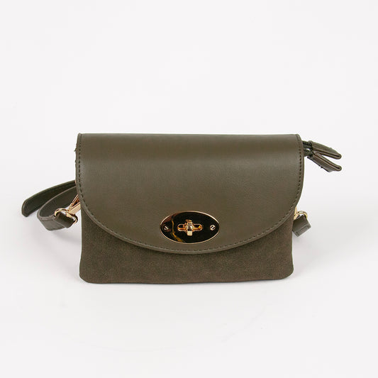 899050 Vesker, DANIELLE clutch i semsket look - olivengrønn