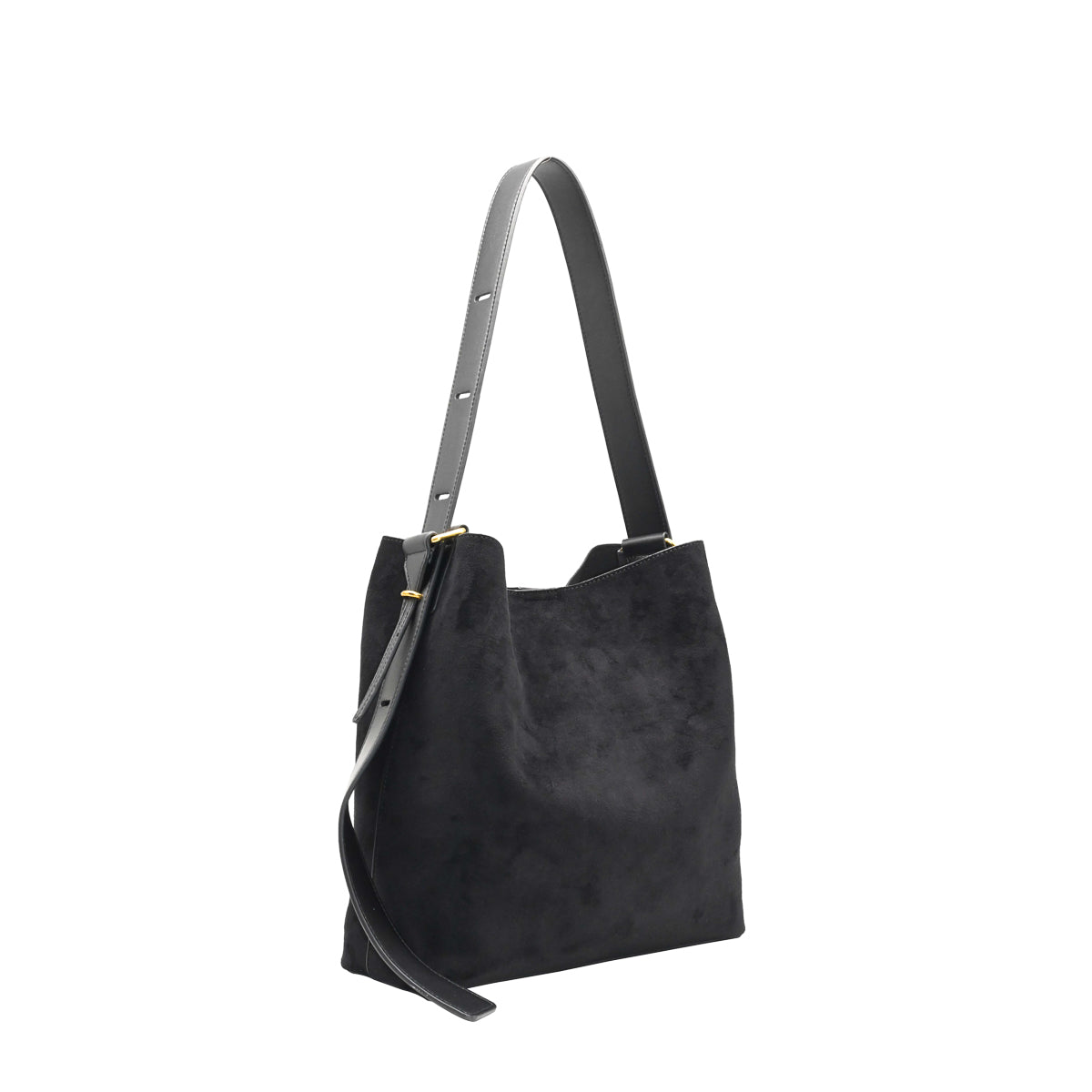 899101 Vesker, KAROLINE bucketbag i semsket look - svart