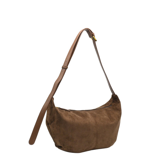 899211 Vesker, KAMILLA bananabag i semsket look - brun