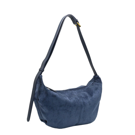 899241 Vesker, KAMILLA bananabag i semsket look - marine