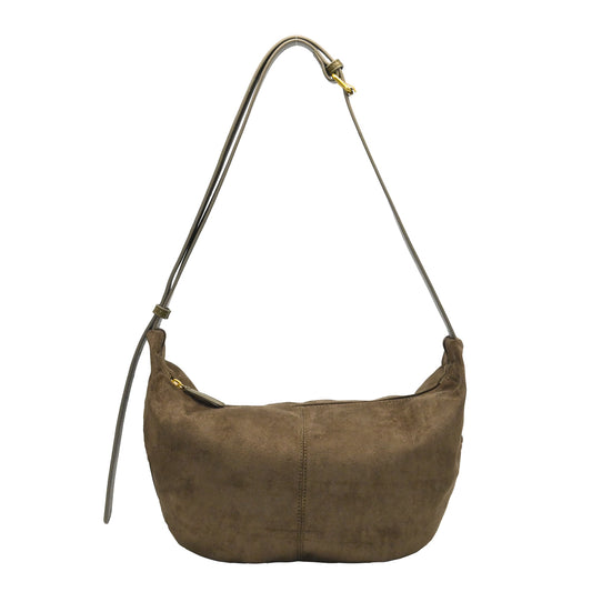 899250 Vesker, KAMILLA bananabag i semsket look - olivengrønn