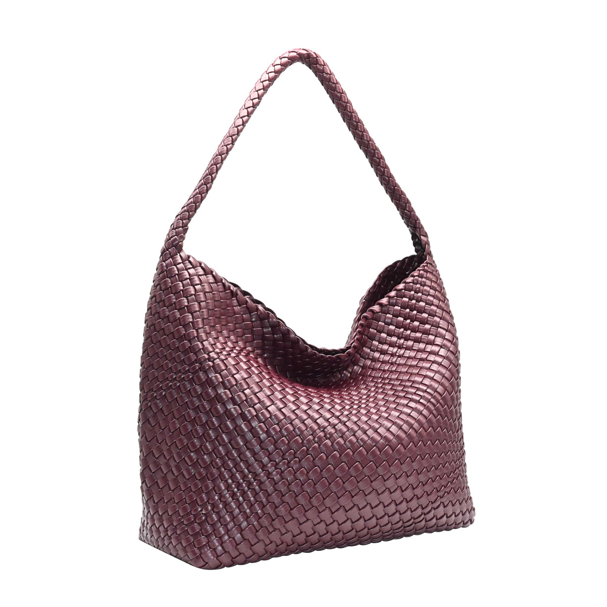 900321 Vesker, KATE flette shopper - burgunder