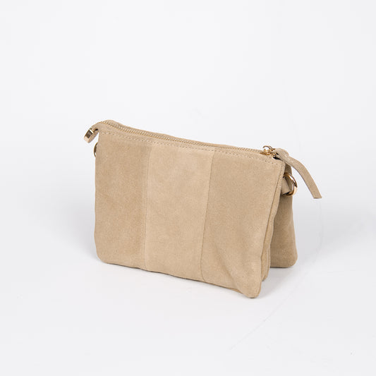 901005 Veske, Skinnveske semsket clutch - beige