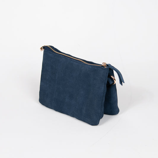 901046 Veske, Skinnveske semsket clutch - jeansblå