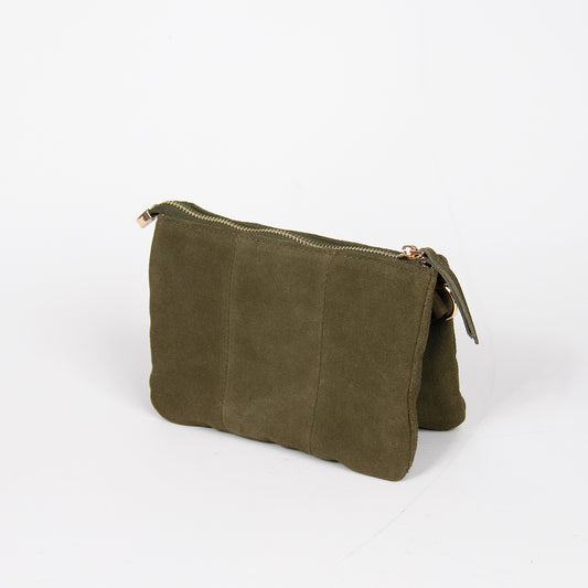 901050 Veske, Skinnveske semsket clutch - olivengrønn