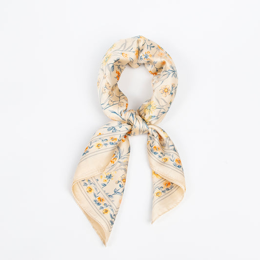 902703  Skjerf, Lite skjerf småblomstret - offwhite