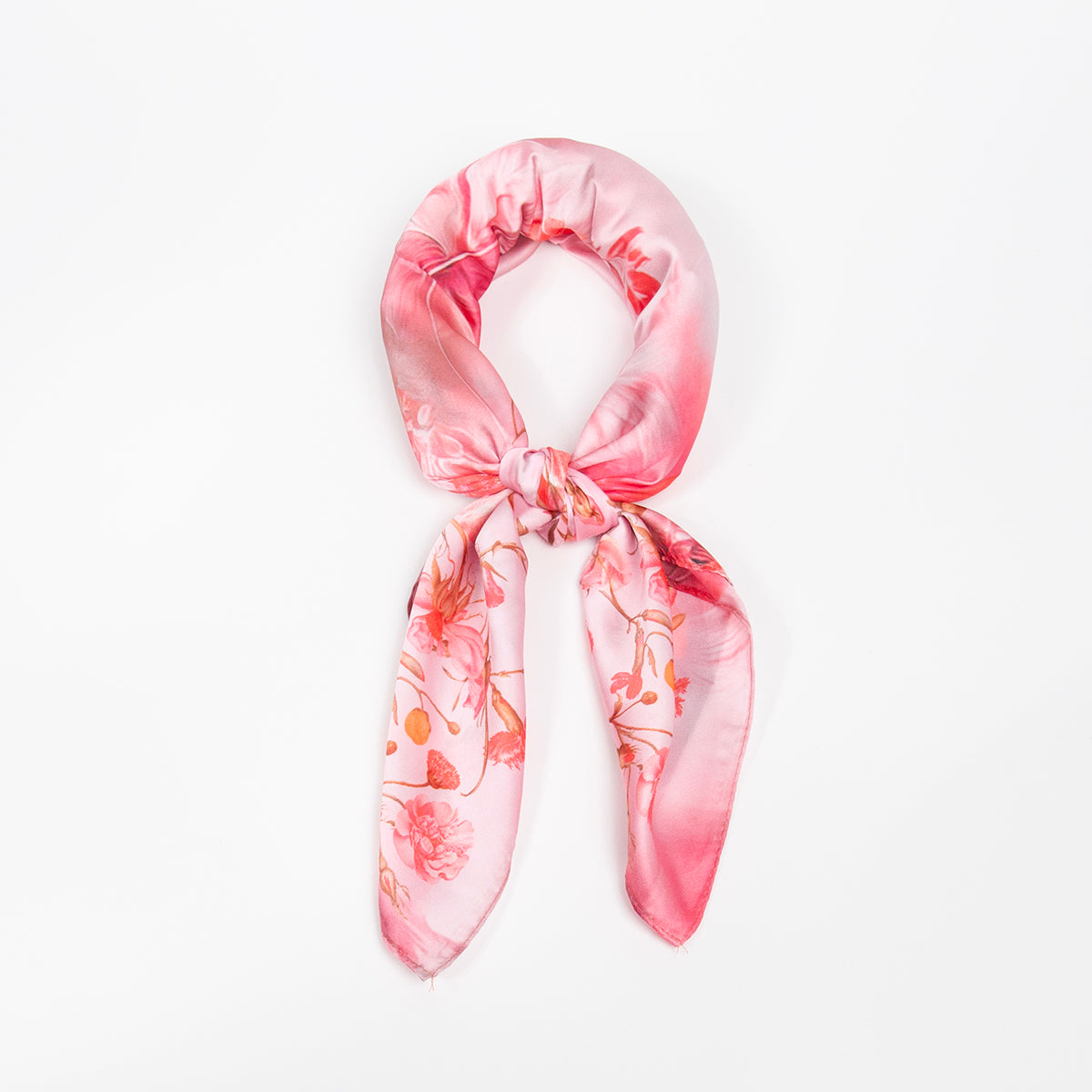 902836  Skjerf, Lite skjerf med blomster - lys rosa/hvit