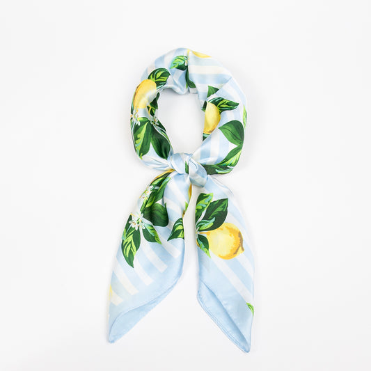 903046  Skjerf, Lite skjerf striper/sitron - lys blå