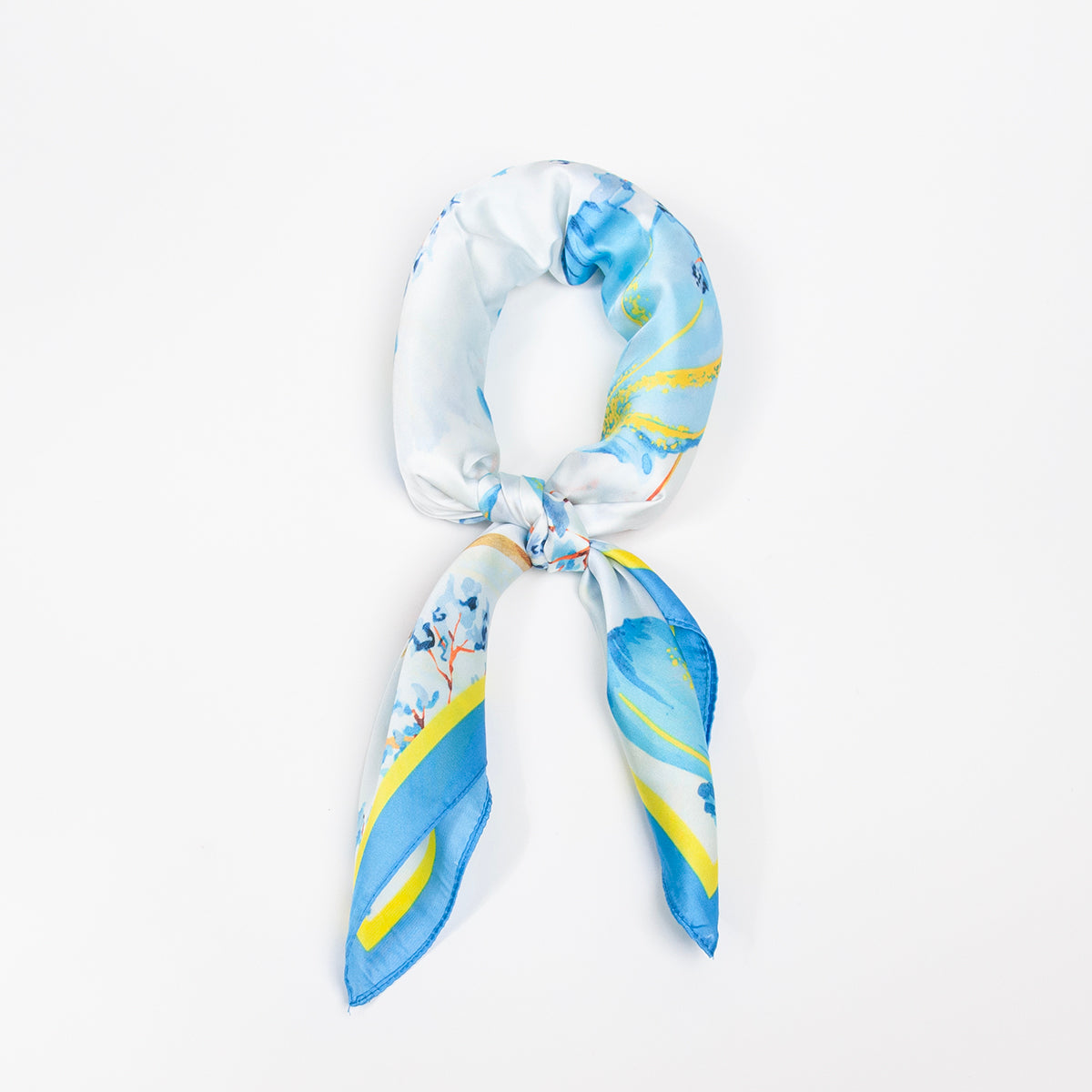 903146  Skjerf, Lite skjerf store blomster - lys blå