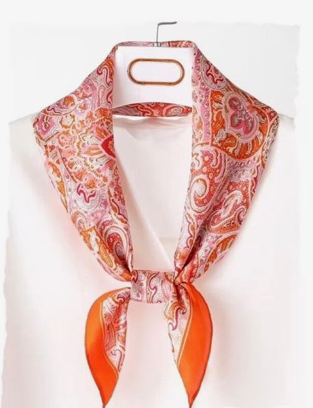 903270  Skjerf, Lite skjerf paisley print - orange