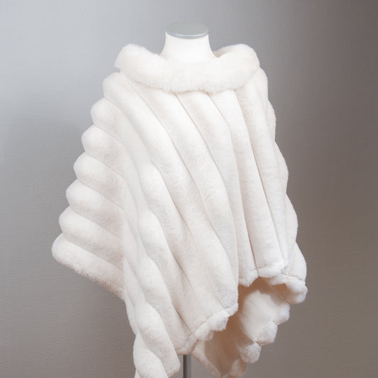 903703 Fuskpels, Poncho bølger - offwhite