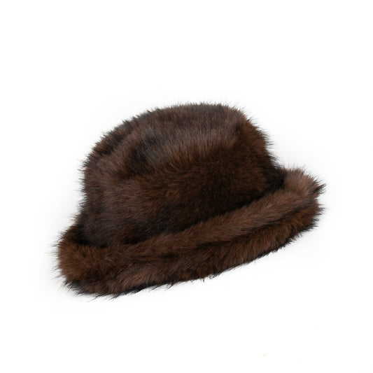 904211 Fuskpels, Hat med brem  - brun
