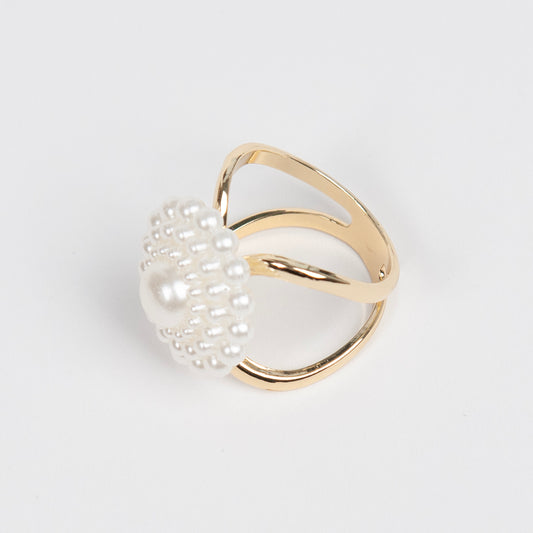 894562X Skjerf ring, STOR STR Skjerf ring perleblomst  - gull
