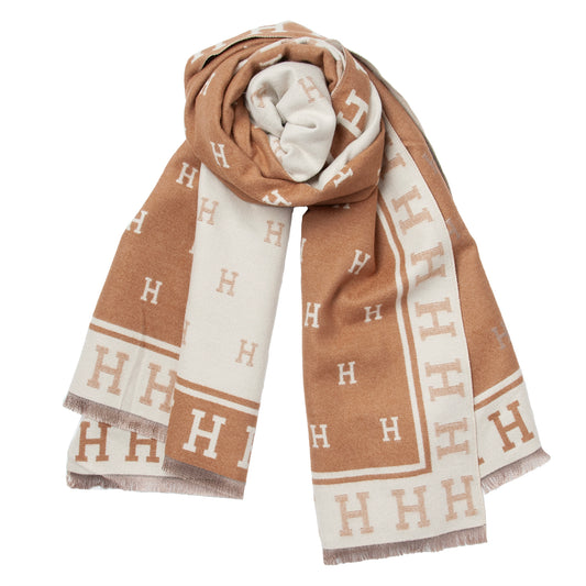 905405 Skjerf, Stort H skjerf, tynn kvalitet ( tidl 8584) - beige