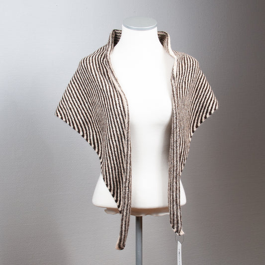 906111 Skjerf, Trekant sjal  med smale striper-brun
