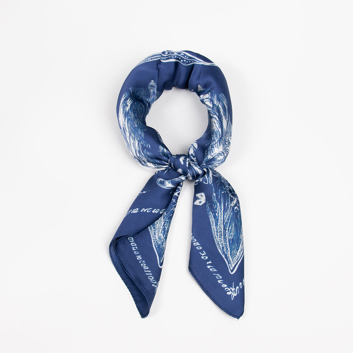 907541  Skjerf, Lite skjerf med dyr - marine/hvit