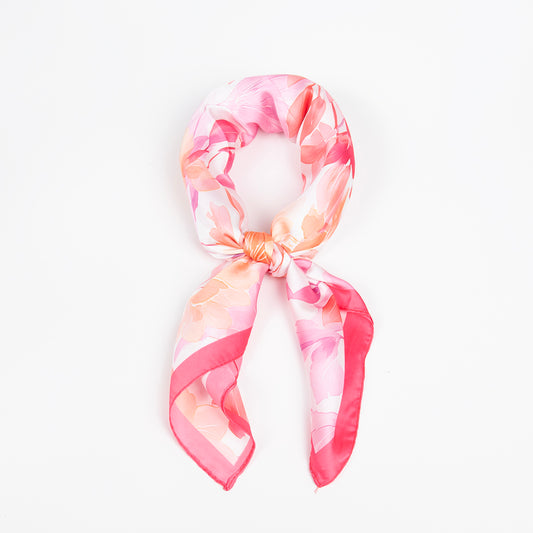 907736  Skjerf, Lite skjerf blomsterprint - rosa/orange