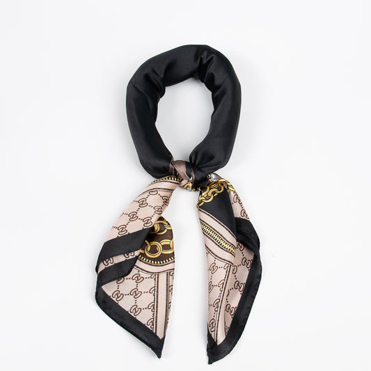 908701  Skjerf, Lite skjerf klassisk  lenkeprint - svart