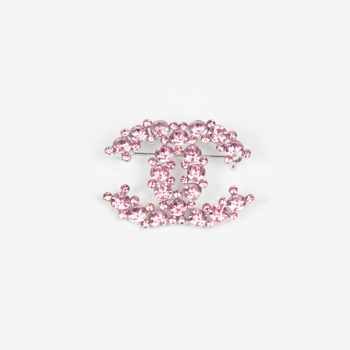 909036 Broche, CC Brosche med strass stener - sølv/rosa