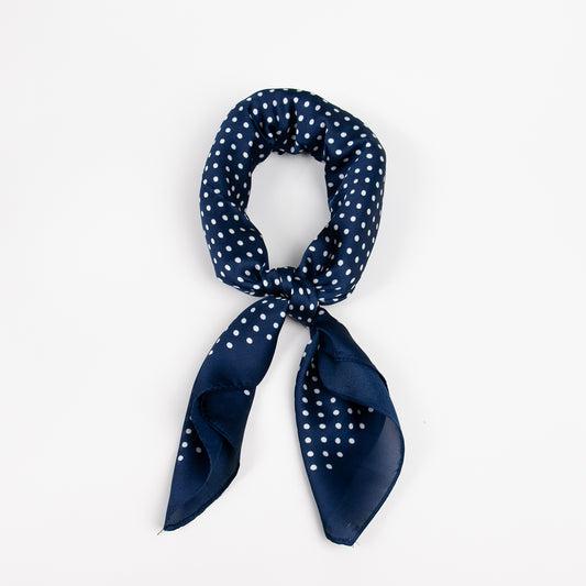 909341  Skjerf, Lite skjerf små prikker - marine/hvit