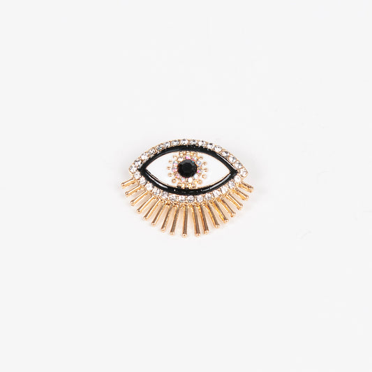 909362 Broche, Evil eye brosche med hvit