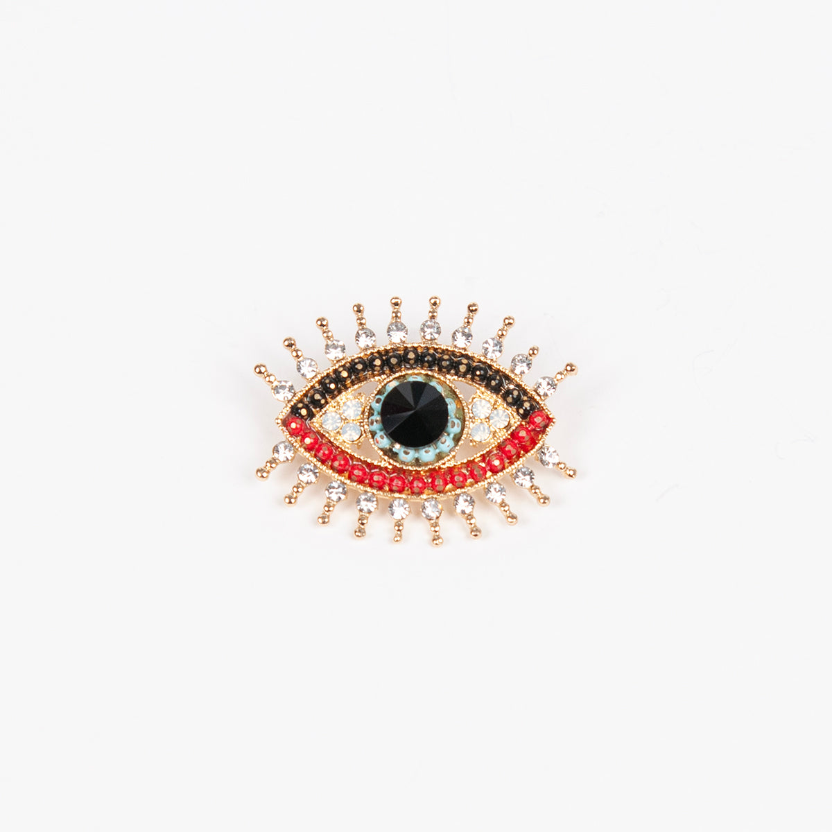 909386 Broche, Evil eye brosche med blå sten