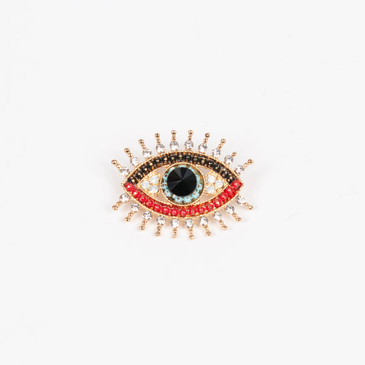 909386 Broche, Evil eye brosche med blå sten
